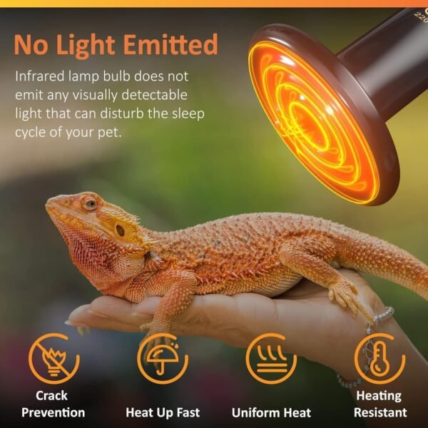 100W Reptile Pet Heat Lamp Ceramic Emitter Black 2 Pack