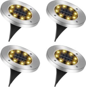 4 Pack 8 LEDs Outdoor Solar Deck Lights