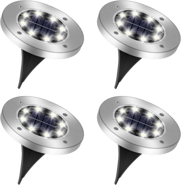 4 Pack 8 LEDs Outdoor Solar Deck Lights