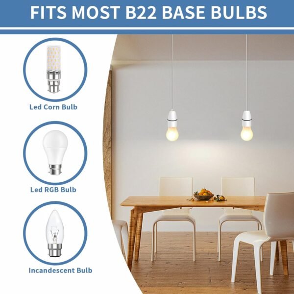 2 Pack B22 Bayonet Pendant Lamp Holder