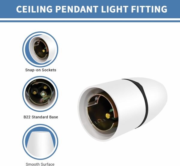 2 Pack B22 Bayonet Pendant Lamp Holder