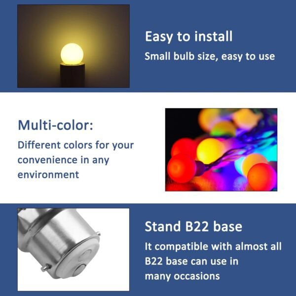 10 Pack B22 1W G45 Bayonet Coloured LED Bulbs