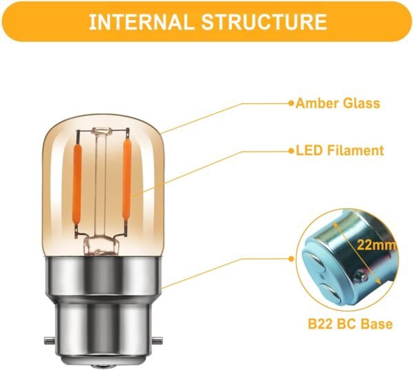B22 T28 Pygmy Bayonet LED Light Bulbs 2W 4-Pack
