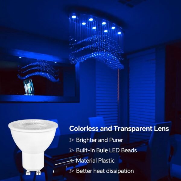 BLUE-GU10-LED-5W2 2 Pack Blue/Red/Green GU10 LED 5W Light Bulbs