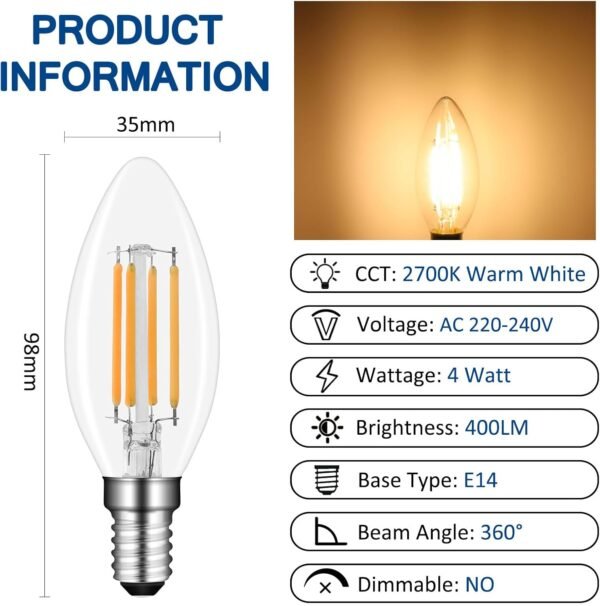 C35-E14-LED-4W2 C35 E14 LED Candle Bulbs 4W AC 220V 6pcs
