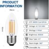 C35 E27 LED Filament Candle Light Bulbs 4W AC 220V 6pcs