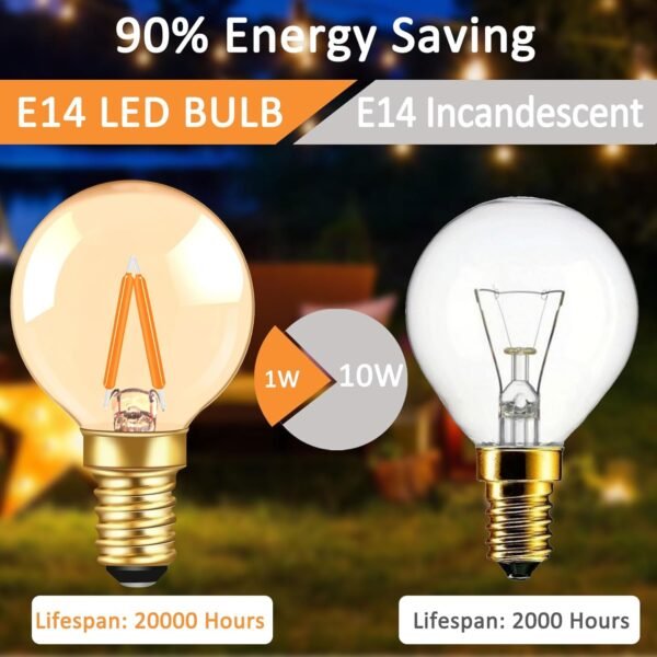 Mini Globe E14 LED Filament Bulb 1W Warm White 2200K 6 Pack