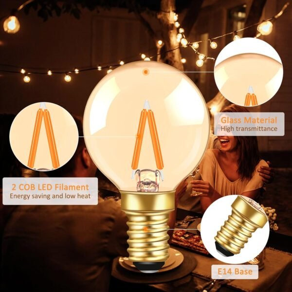 Mini Globe E14 LED Filament Bulb 1W Warm White 2200K 6 Pack