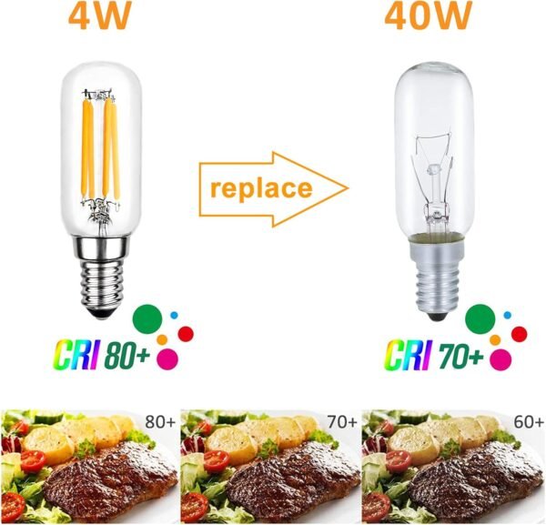 E14 T25 LED Filament Cooker Hood Light Bulbs 4W 2 Pack