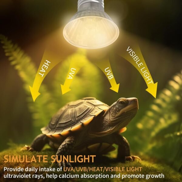E27 Reptile Heating Lamp, 50W UVA UVB Turtle Basking Light Bulb