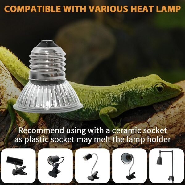 E27 Reptile Heating Lamp, 50W UVA UVB Turtle Basking Light Bulb