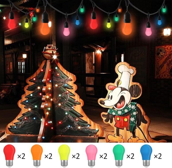 12 Pack E27 Screw Coloured LED Bulbs 2W