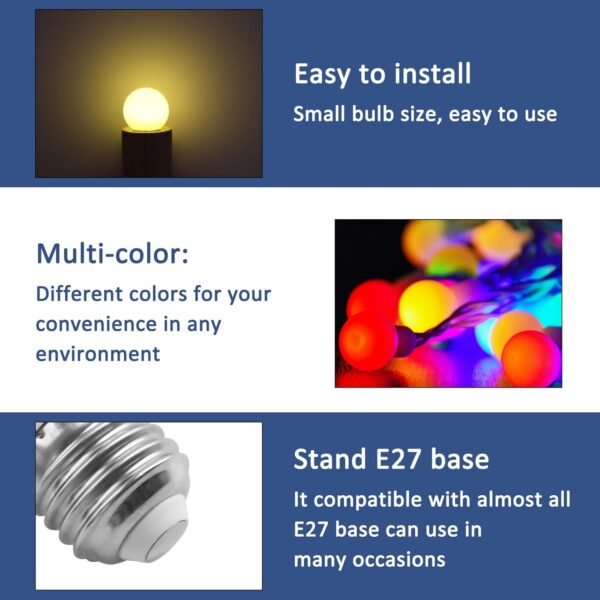 10 Pack E27 1W G45 Coloured LED Bulbs