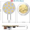 G4 LED Bulbs 2W AC/DC12V 3000K/6000K Pack of 6