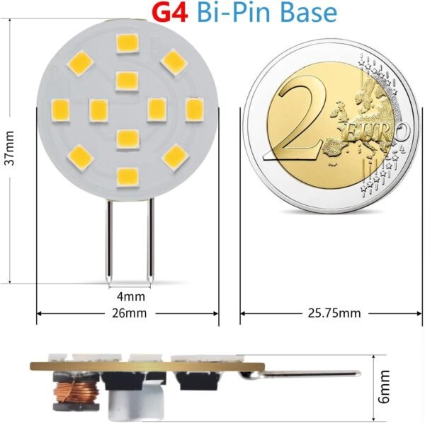 G4 LED Bulbs 2W AC/DC12V 3000K/6000K Pack of 6