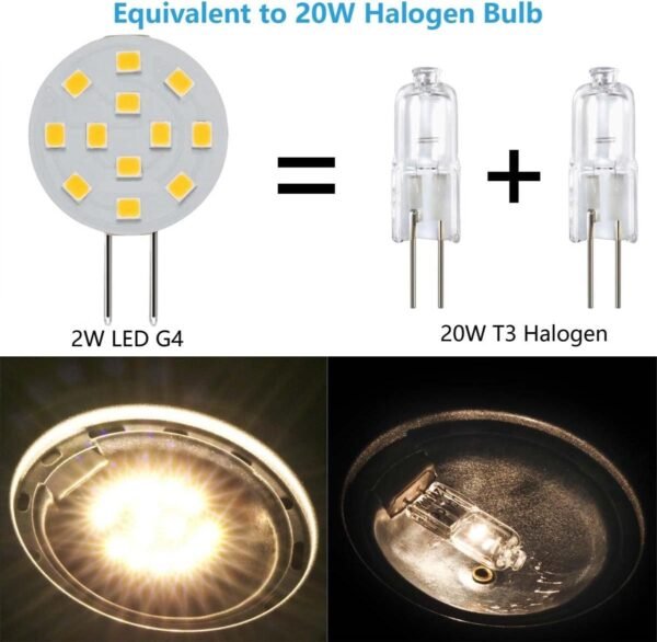 G4 LED Bulbs 2W AC/DC12V 3000K/6000K Pack of 6