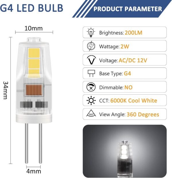 G4-LED-Bulbs-2W1 6 Pack G4 LED Bulbs 2W, AC/DC 12V