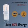 G9 LED Bulbs 2.5W Dimmable 10 Pack