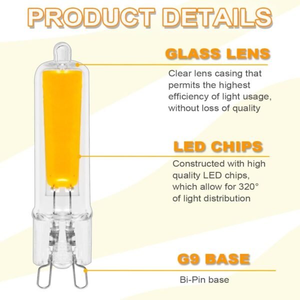 G9 LED Light Bulbs 5W Warm White AC 220V-240V Dimmable 5 Pack