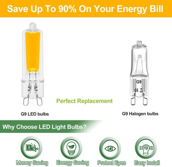 G9 LED Light Bulbs 5W Warm White AC 220V-240V Dimmable 5 Pack