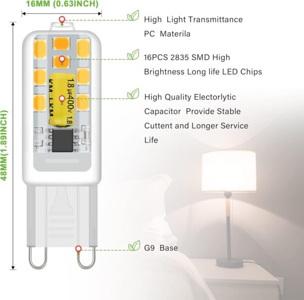 G9 LED Bulbs 3W Non-Dimmable 10 Pack