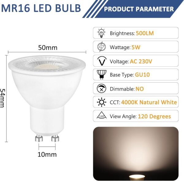6 Pack GU10 LED Spotlight Bulbs 5W