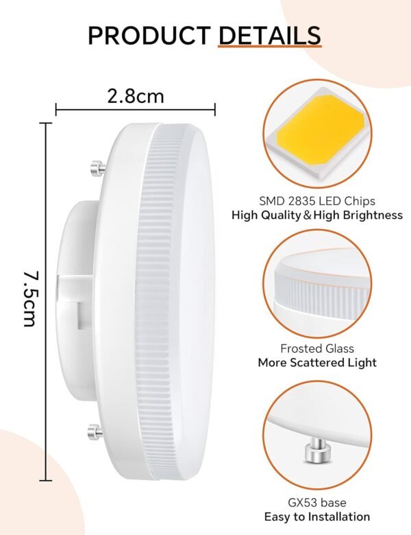 GX53 LED Light Bulb 7W 4-Pack
