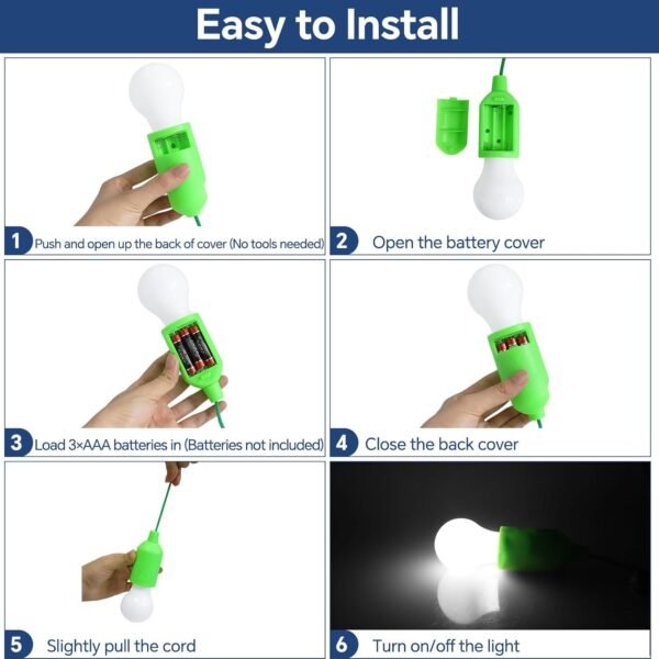 LED-Pull-Cord-Light6 6 Pack LED Pull Cord Light Bulb, Battery Operated