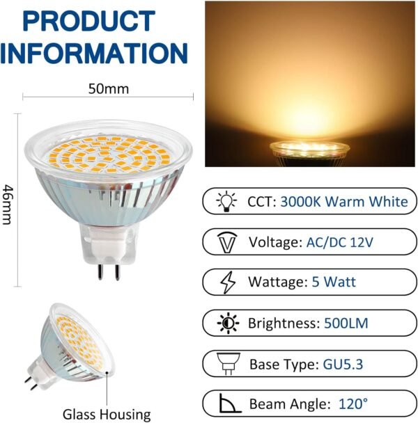 MR16 GU5.3 12V 5W LED Spotlight Bulbs 6 Pack
