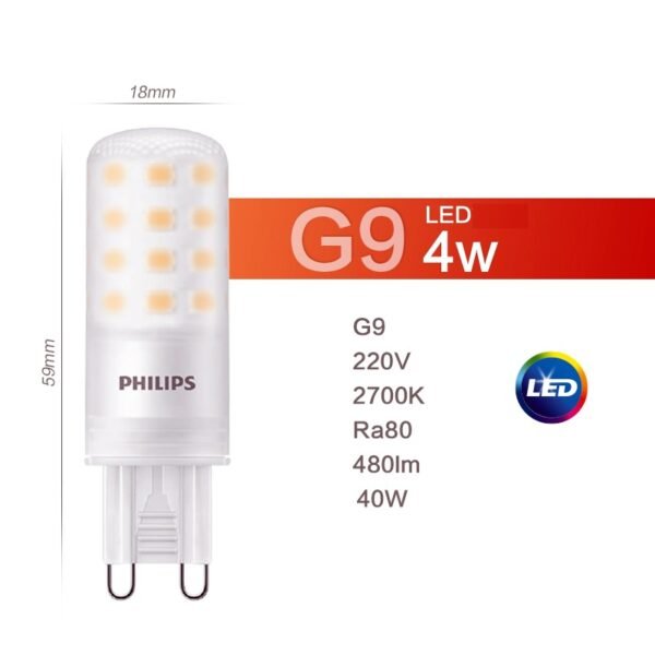 Philips-G9-4W-LED-Dimmable Philips LED Light Capsule G9 4W-40W Equivalent Warm White Dimmable