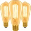 ST64 E27 Edison Vintage Light Bulbs Warm White 2700K Dimmable 3 Pack