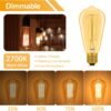ST64 E27 Edison Vintage Light Bulbs Warm White 2700K Dimmable 3 Pack