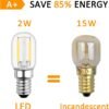 T22 LED E14 Fridge Filament Light Bulbs 2W Pack of 4