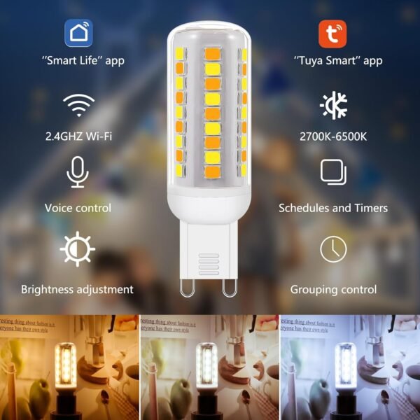 Wi-Fi Smart G9 LED Bulbs Alexa /Google Assistant 230V 2 Pack